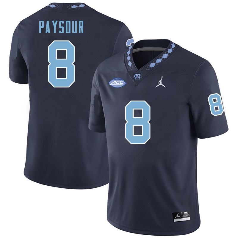 Men #8 Kobe Paysour North Carolina Tar Heels College Football Jerseys Sale-Navy